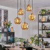 Ripoll hanging light, globe light, pendant light gold, black, 5-light sources