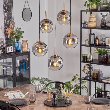 Ripoll hanging light, globe light, pendant light gold, black, 5-light sources