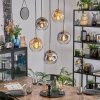 Ripoll hanging light, globe light, pendant light gold, black, 5-light sources