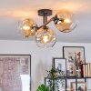 Ripoll ceiling light, globe light Amber, clear, 3-light sources