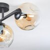 Ripoll ceiling light, globe light Amber, clear, 3-light sources
