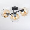 Ripoll ceiling light, globe light Amber, clear, 3-light sources