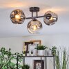 Ripoll ceiling light, globe light chrome, clear, Smoke-coloured, 3-light sources