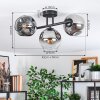 Ripoll ceiling light, globe light chrome, clear, Smoke-coloured, 3-light sources