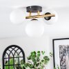 Chehalis ceiling light, globe light gold, black, 3-light sources