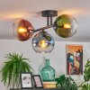 Koyoto ceiling light, globe light blue, green, clear, coppery, 3-light sources