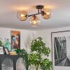Koyoto ceiling light, globe light Amber, clear, 3-light sources