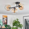 Koyoto ceiling light, globe light Amber, clear, 3-light sources