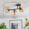 Koyoto ceiling light, globe light Amber, clear, 3-light sources