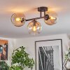 Koyoto ceiling light, globe light Amber, clear, 3-light sources