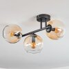 Koyoto ceiling light, globe light Amber, clear, 3-light sources