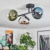 Gastor ceiling light, globe light blue, chrome, green, clear, Smoke-coloured, 3-light sources
