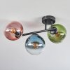 Gastor ceiling light, globe light blue, green, clear, coppery, 3-light sources