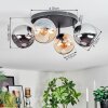 Koyoto ceiling light, globe light Amber, chrome, Smoke-coloured, 4-light sources
