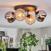 Koyoto ceiling light, globe light Amber, chrome, Smoke-coloured, 4-light sources