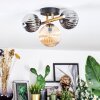 Chehalis ceiling light, globe light gold, black, 3-light sources