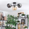 Ripoll ceiling light, globe light Amber, Smoke-coloured, 3-light sources