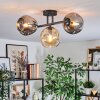Ripoll ceiling light, globe light Amber, Smoke-coloured, 3-light sources