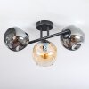 Ripoll ceiling light, globe light Amber, Smoke-coloured, 3-light sources