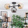 Ripoll ceiling light, globe light Amber, Smoke-coloured, 3-light sources