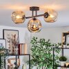 Ripoll ceiling light, globe light Amber, Smoke-coloured, 3-light sources