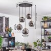 Ripoll hanging light, globe light, pendant light gold, black, 5-light sources