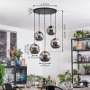 Ripoll hanging light, globe light, pendant light gold, black, 5-light sources