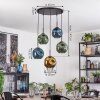 Ripoll hanging light, globe light, pendant light blue, gold, green, 5-light sources