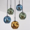 Ripoll hanging light, globe light, pendant light blue, gold, green, 5-light sources