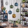 Ripoll hanging light, globe light, pendant light blue, gold, green, 5-light sources
