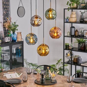 Ripoll hanging light, globe light, pendant light gold, black, 5-light sources