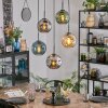 Ripoll hanging light, globe light, pendant light Amber, blue, chrome, green, Smoke-coloured, 5-light sources