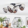 Chehalis ceiling light, globe light chrome, clear, Smoke-coloured, 4-light sources