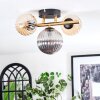 Chehalis ceiling light, globe light gold, black, 3-light sources