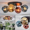 Ripoll ceiling light, globe light blue, gold, coppery, 4-light sources