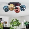 Ripoll ceiling light, globe light blue, gold, coppery, 4-light sources