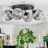 Ripoll ceiling light, globe light clear, Smoke-coloured, 4-light sources
