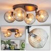 Ripoll ceiling light, globe light Amber, clear, 4-light sources