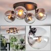 Gastor ceiling light, globe light clear, Smoke-coloured, 4-light sources