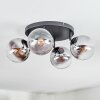 Gastor ceiling light, globe light clear, Smoke-coloured, 4-light sources