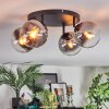 Gastor ceiling light, globe light clear, Smoke-coloured, 4-light sources