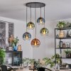 Koyoto hanging light, globe light, pendant light gold, black, 5-light sources