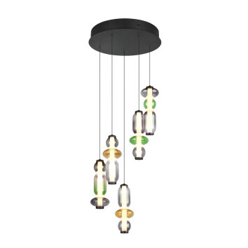 Trio lights Minerva pendant light LED colourful, 5-light sources