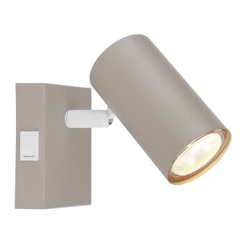 Globo lighting Robby wall light, wall spotlight sand-coloured, white, 1-light source