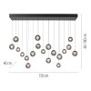 Paul Neuhaus lights Popup pendant light LED grey, 19-light sources, Remote control