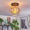 Ripoll ceiling light, globe light Amber, clear, 1-light source
