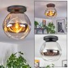 Ripoll ceiling light, globe light chrome, clear, Smoke-coloured, 1-light source