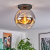 Ripoll ceiling light, globe light chrome, clear, Smoke-coloured, 1-light source