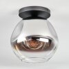 Ripoll ceiling light, globe light chrome, clear, Smoke-coloured, 1-light source