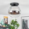 Ripoll ceiling light, globe light chrome, clear, Smoke-coloured, 1-light source